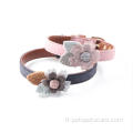 Collier de fleur de chien de compagnie en cuir mignon solide sympathique